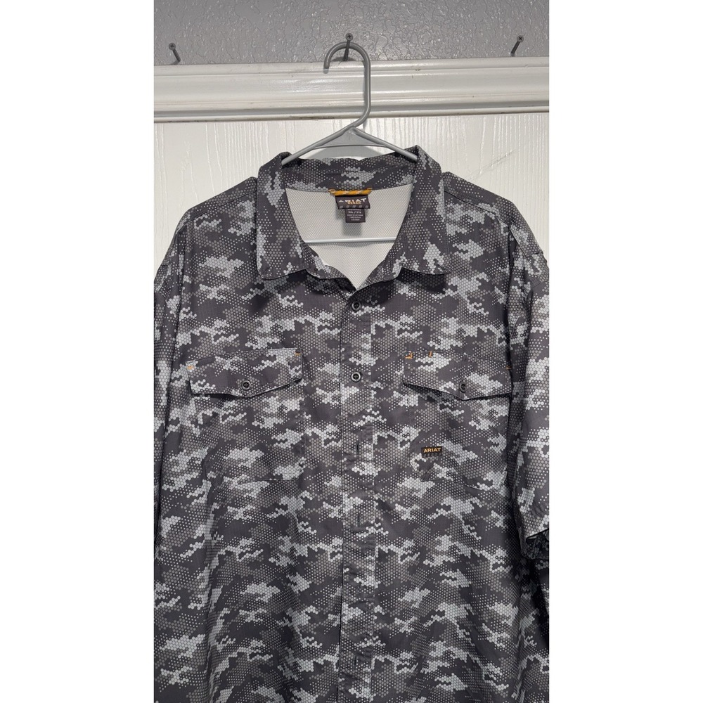 Ariat Men's Rebar Made Tough VentTEK Durastretch Work Shirt Gray Camo XXXLarge